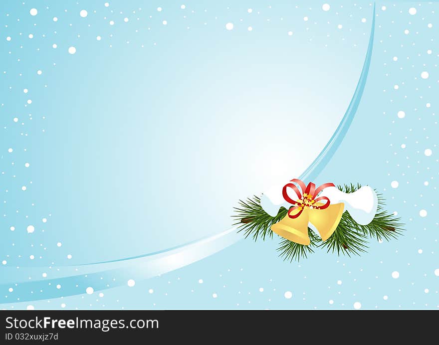 Winter background with Christmas bells (horizontal)