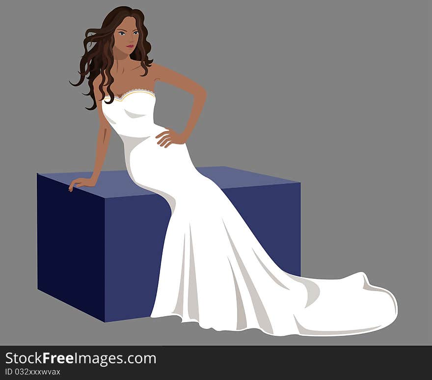 a wedding girl sitting on the box