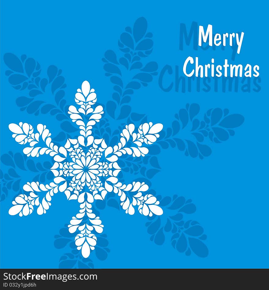 White snowflake on blue background. Vector illustration. White snowflake on blue background. Vector illustration