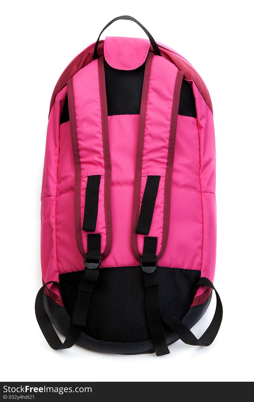 Red backpack with black straps