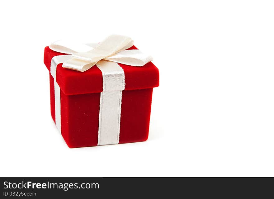 Red gift box isolated on white background