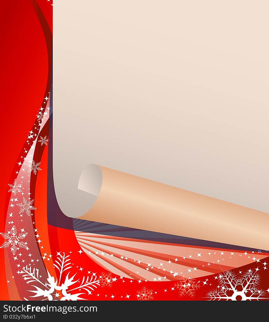 White Paper On A Christmas Background. Eps10