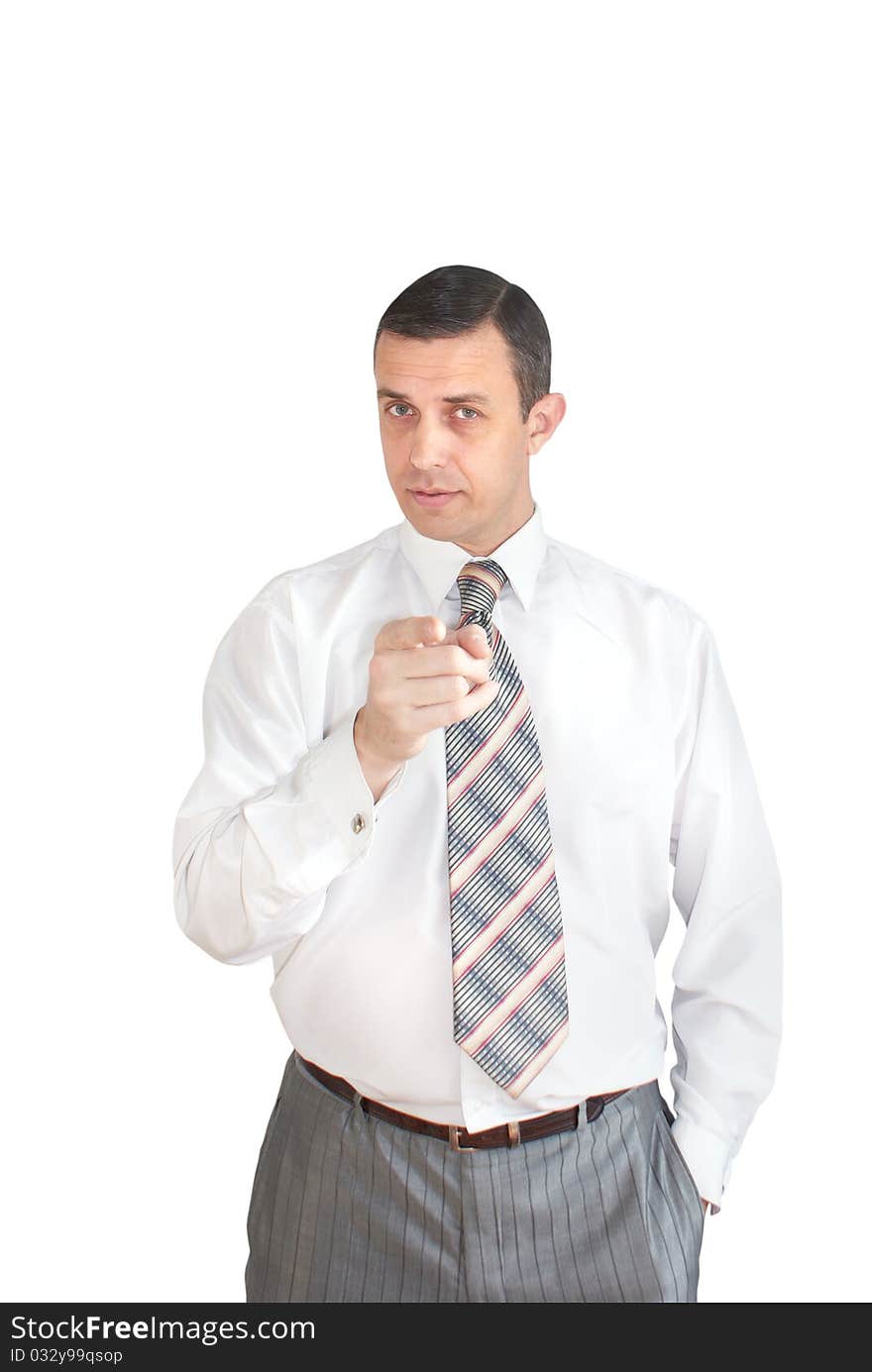 Portrait of the modern businessman on a white background