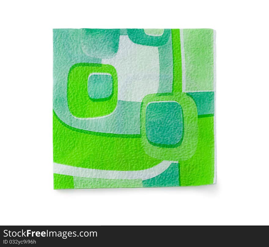 Green napkin on a white background. Green napkin on a white background.