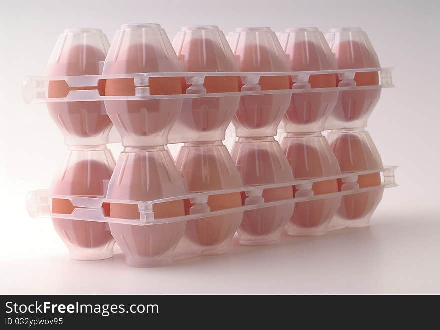 Fresh eggs in their box