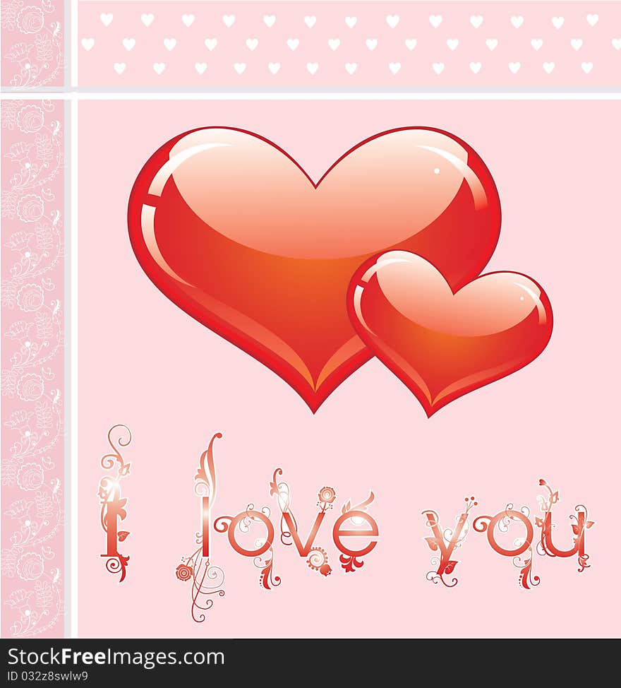 Pink Card With Hearts