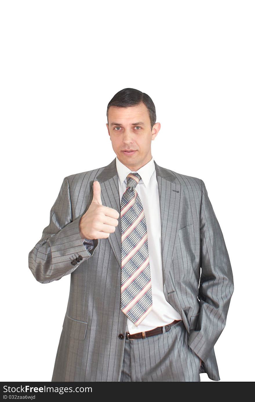 Portrait of the modern businessman on a white background