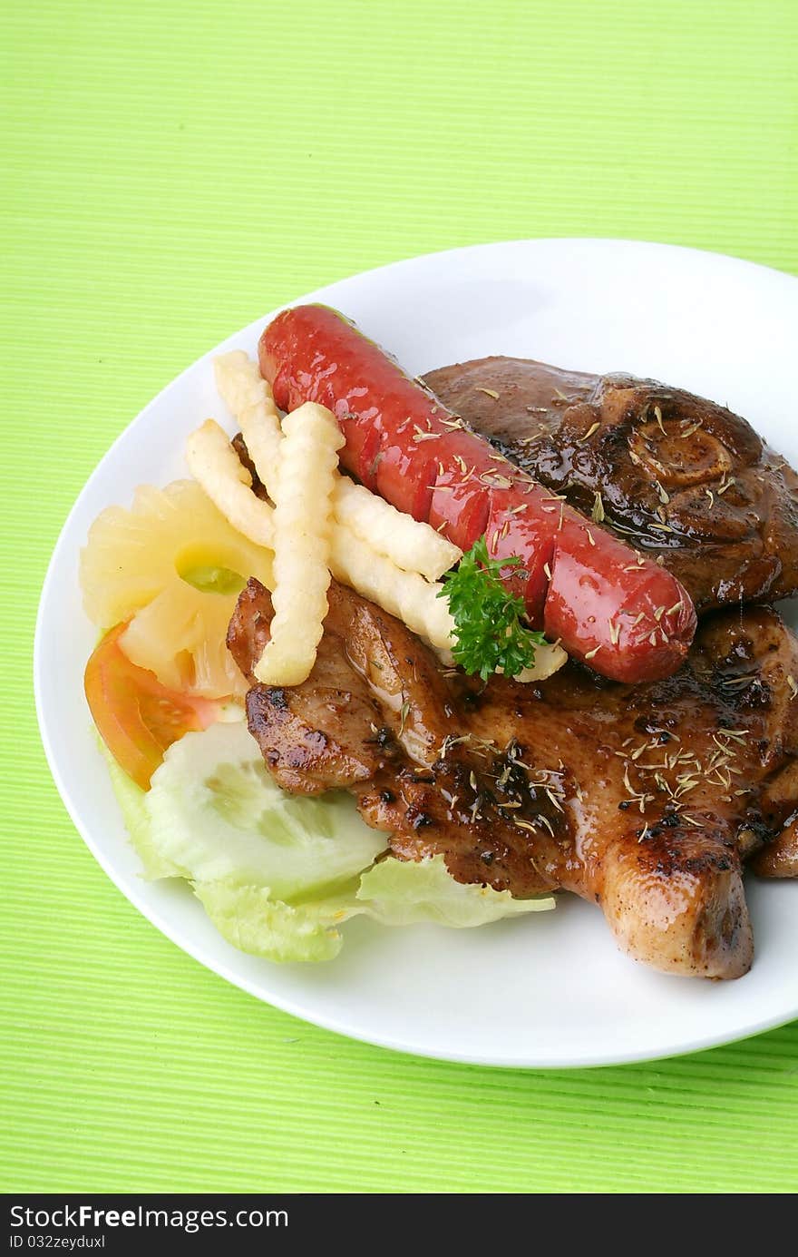 Grilled Chicken Steak and sausage