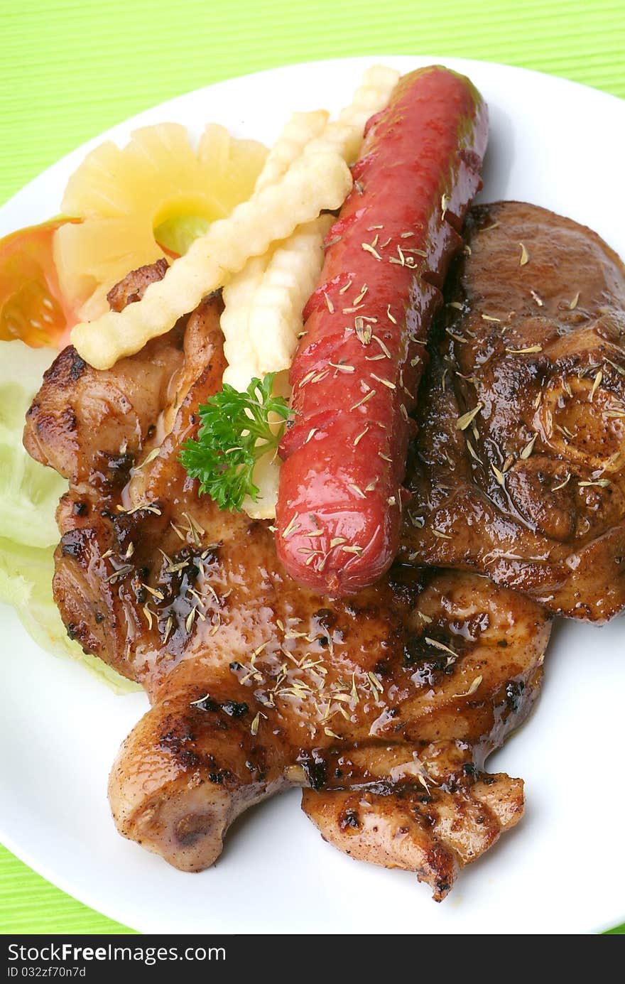 Grilled Chicken Steak and sausage