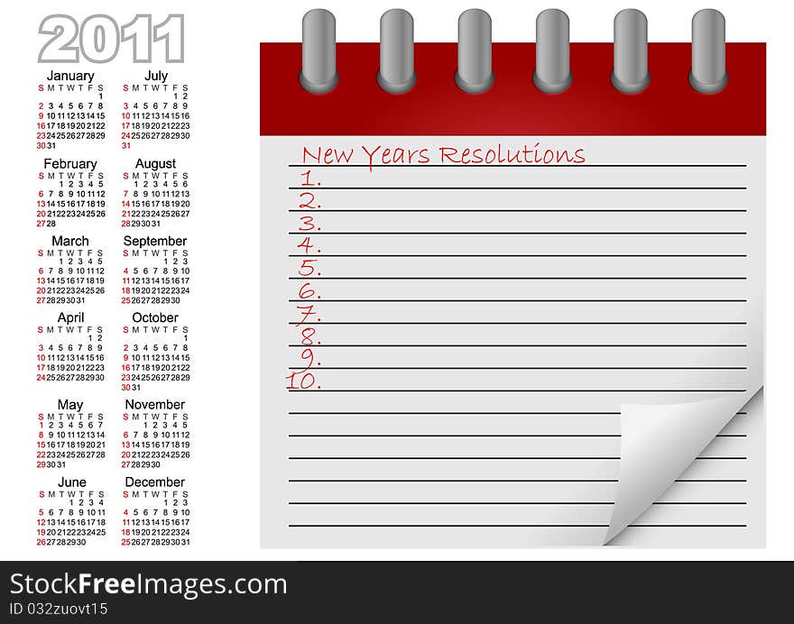 Calendar for year 2011. vector.