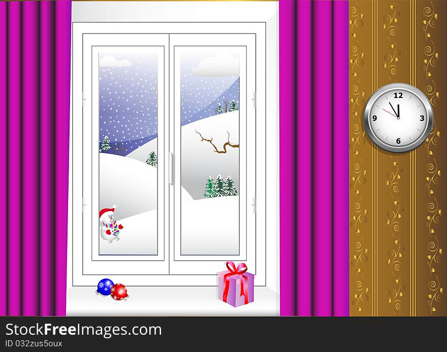 Interior with window. vector 10eps.