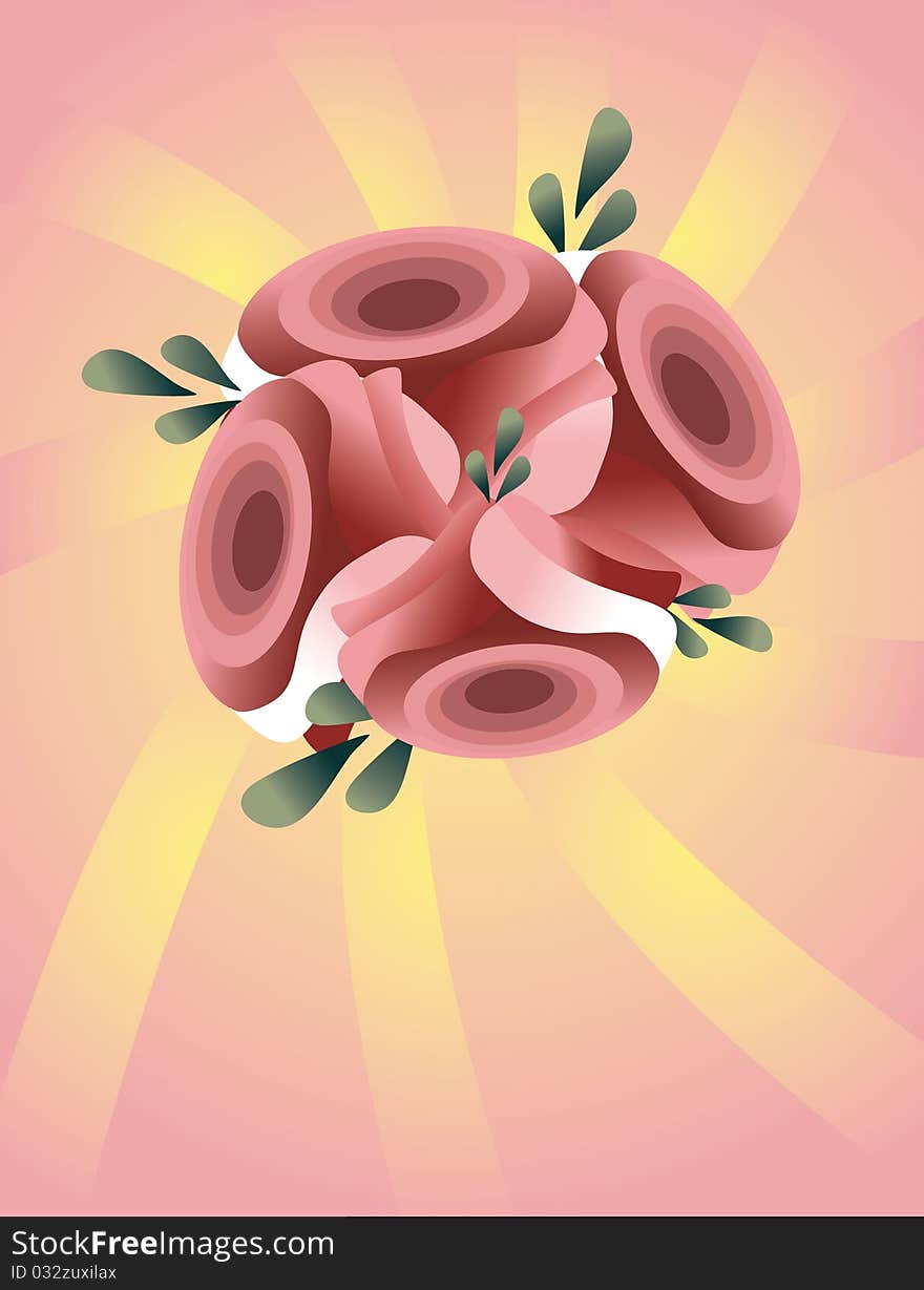 Four flowers on pink background