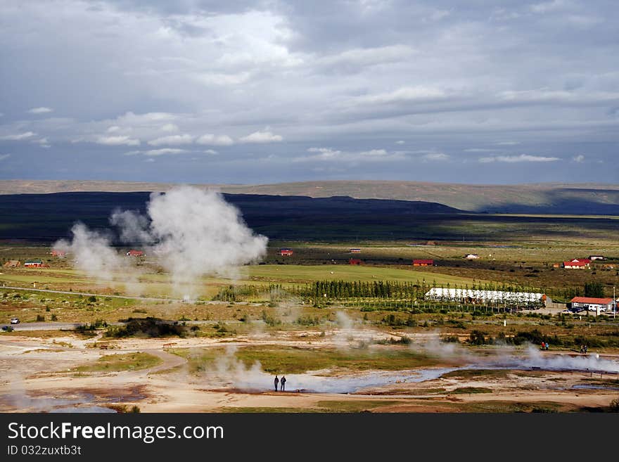 Geothermal area in Geysir region in Iceland