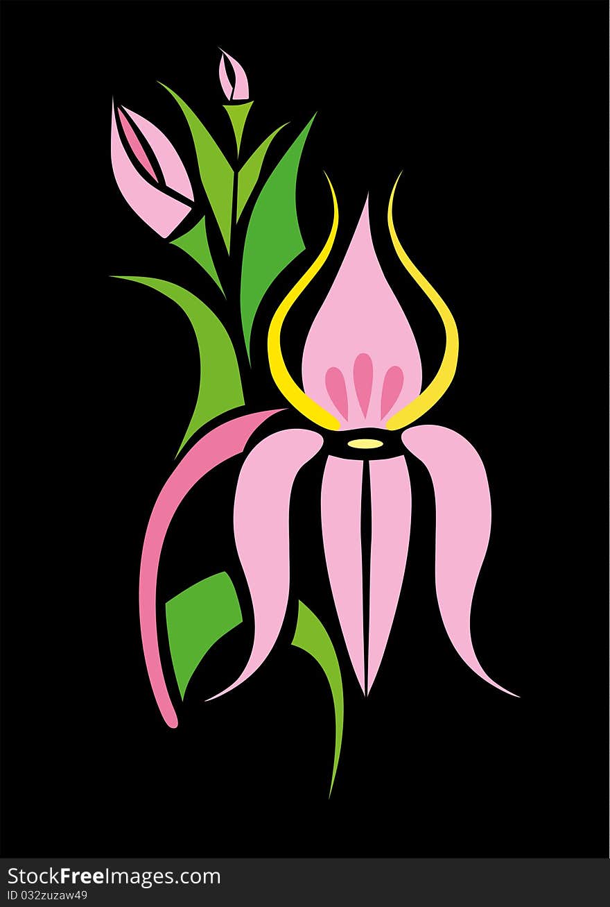 Vector tattoo flower on background