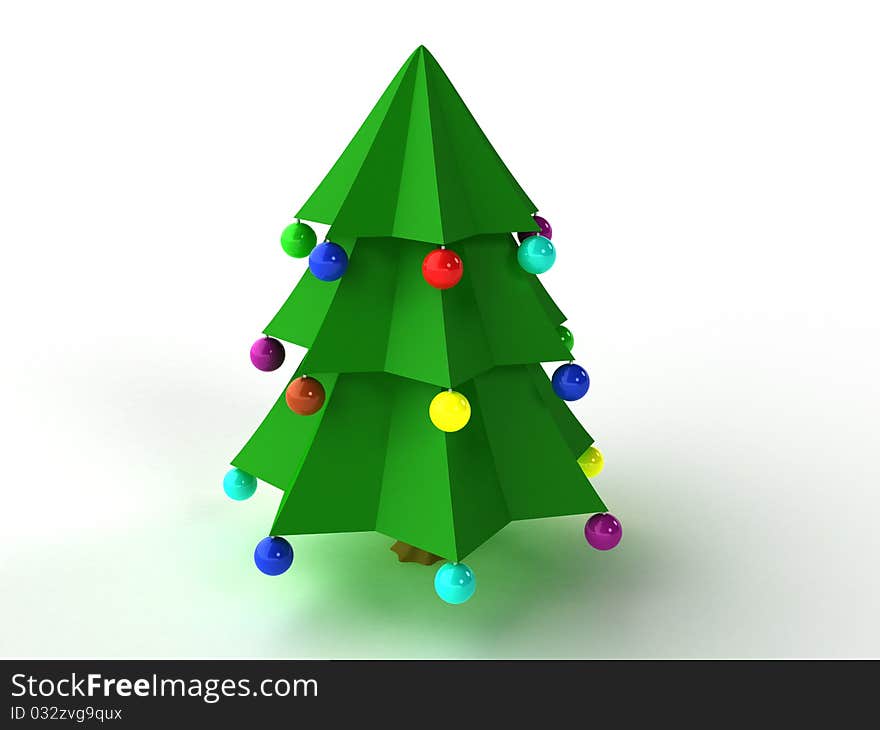 Toy Christmas tree made of plastic with Christmas balls on white background № 2. Toy Christmas tree made of plastic with Christmas balls on white background № 2