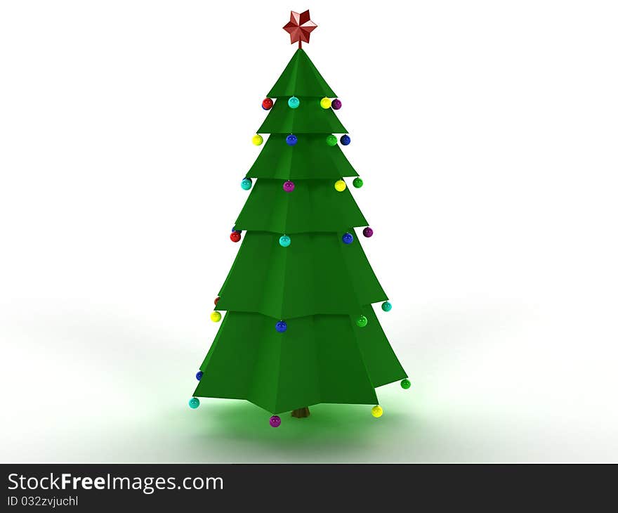 Toy Christmas tree made of plastic with Christmas balls on white background № 3. Toy Christmas tree made of plastic with Christmas balls on white background № 3