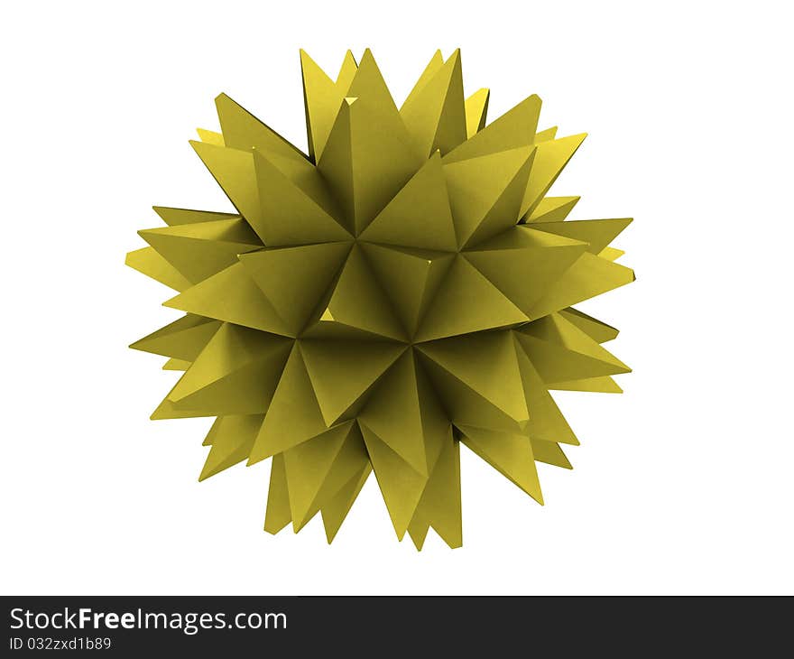 Polygon of yellow metal on a white background