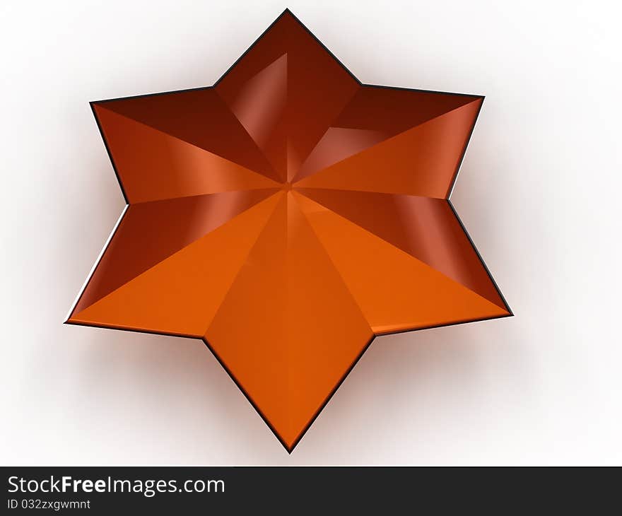 Hexagonal yellow-red star on white background