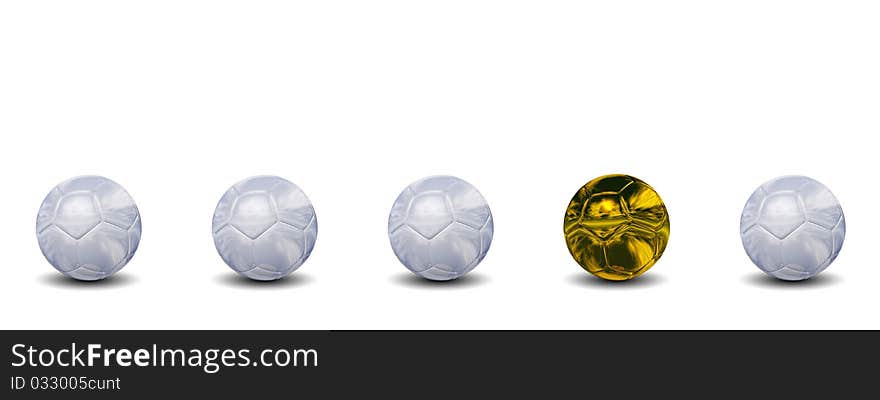 High resolution conceptual 3d soccer balls isolated on white