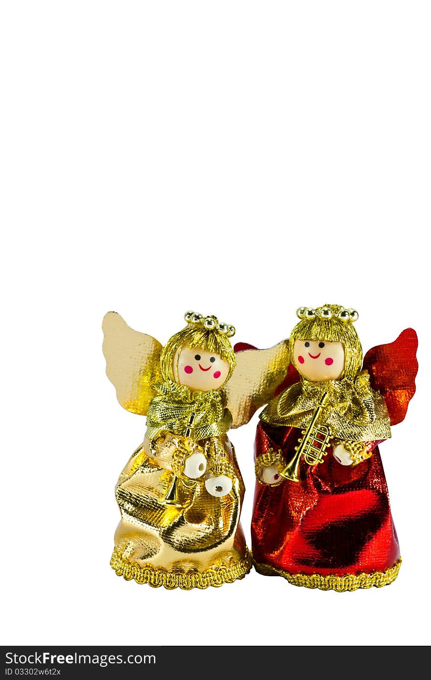 Christmas doll angel on white background