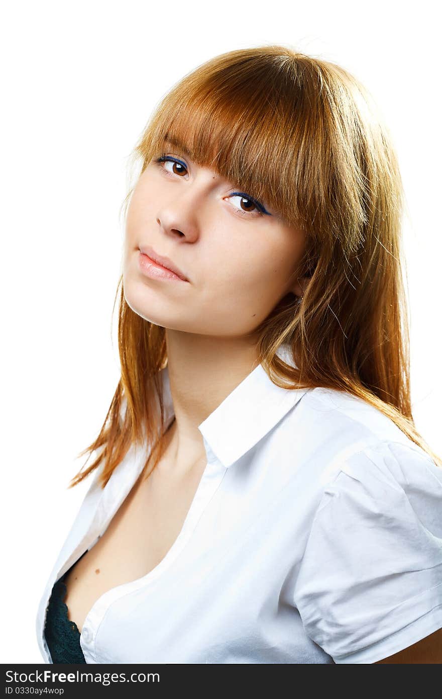 Young beautiful woman isolated on white background