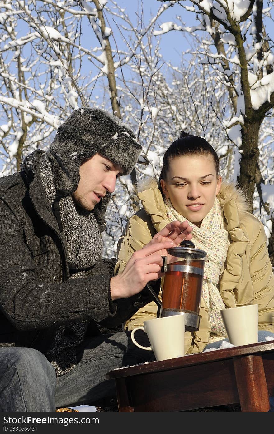 Couple drinking tea