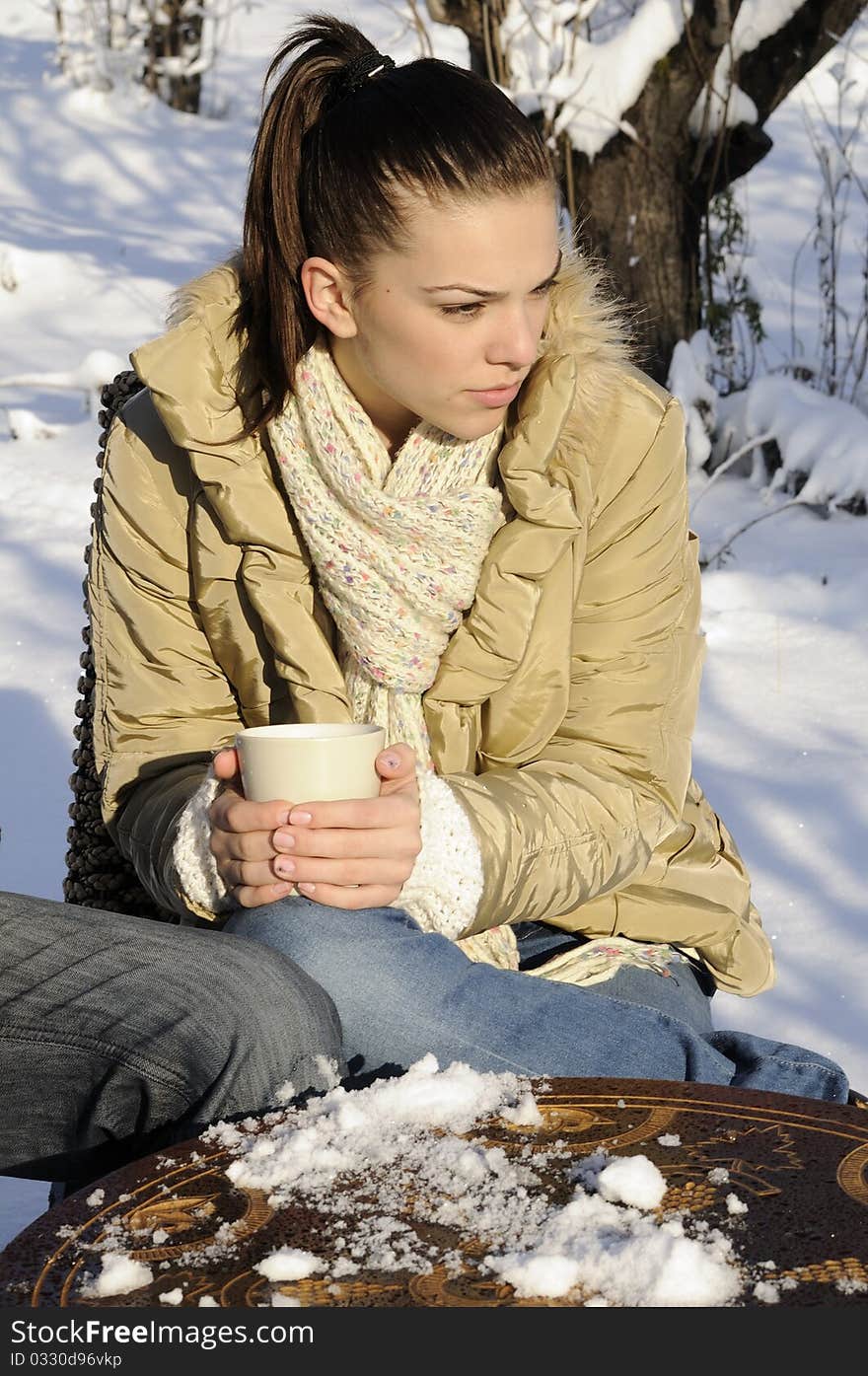 Teenager Girl Enjoying Tea