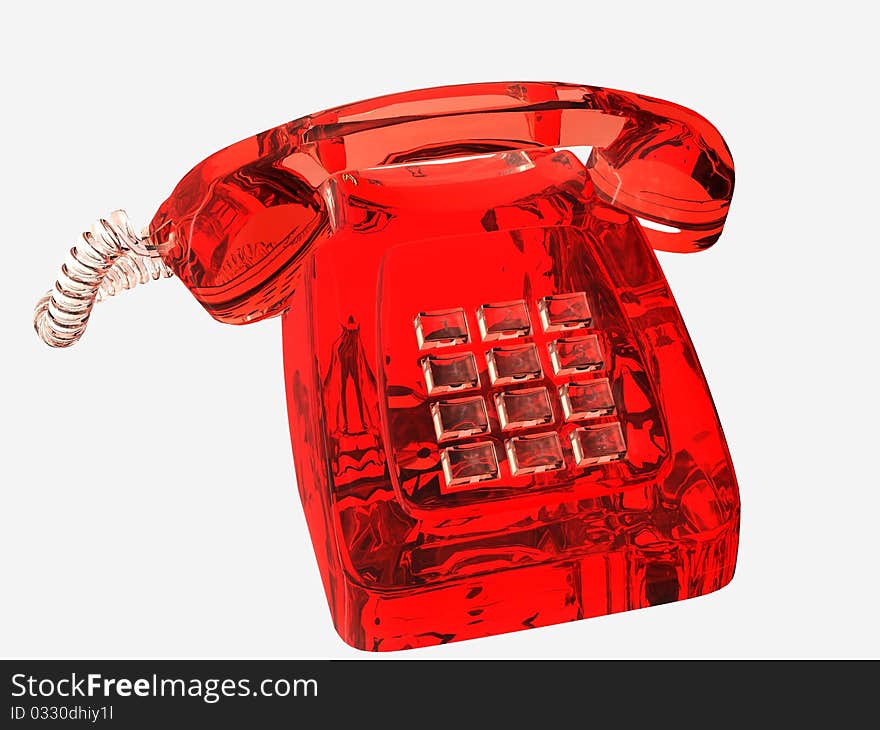 Red glassy decorative phone on a white background. Red glassy decorative phone on a white background