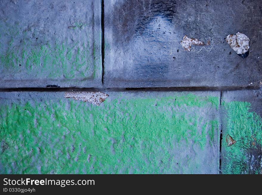 Wall with a green paint. Wall with a green paint