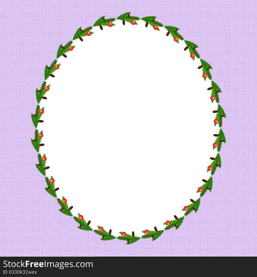 Christmas oval frame with a pattern. Christmas oval frame with a pattern