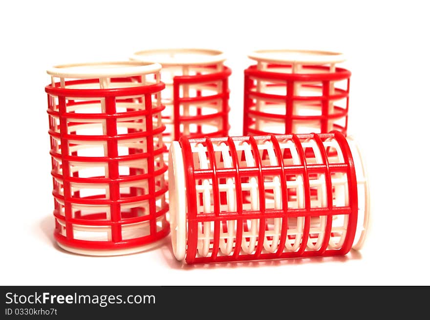 Photo of the curlers on white background