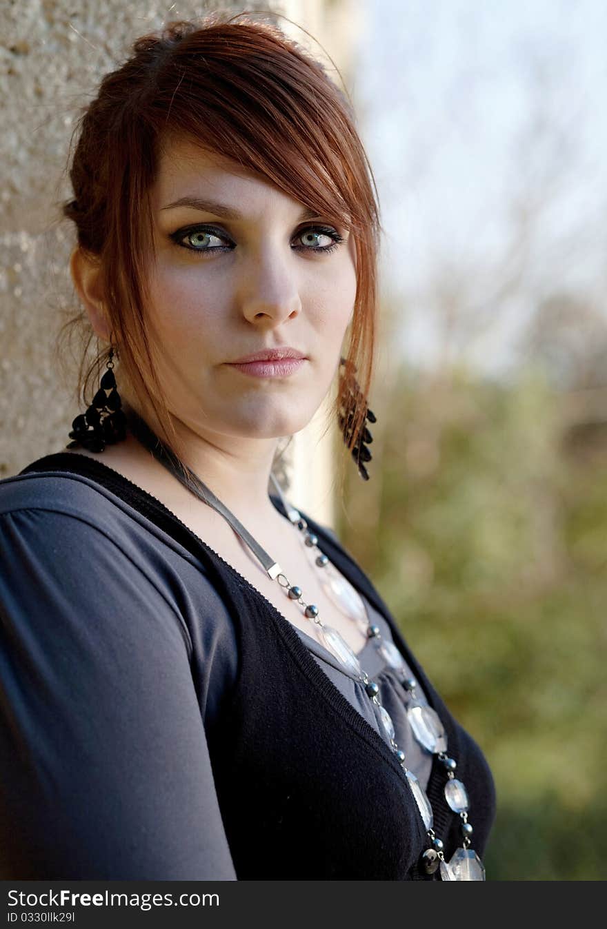 Close-up portrait of a beautiful young french woman