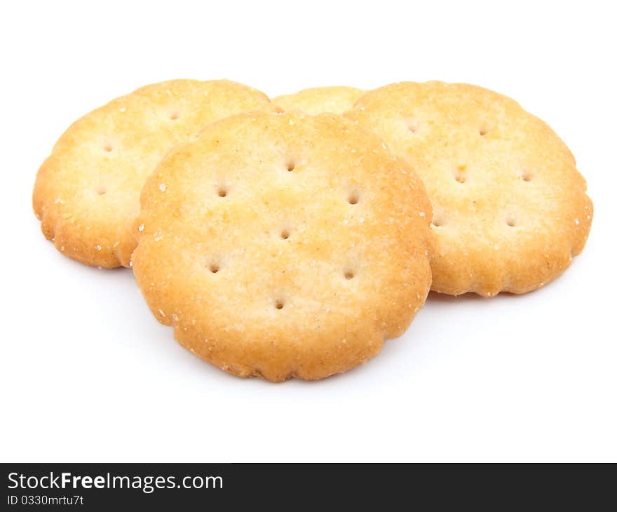 Stack of crackers isolated on a white background