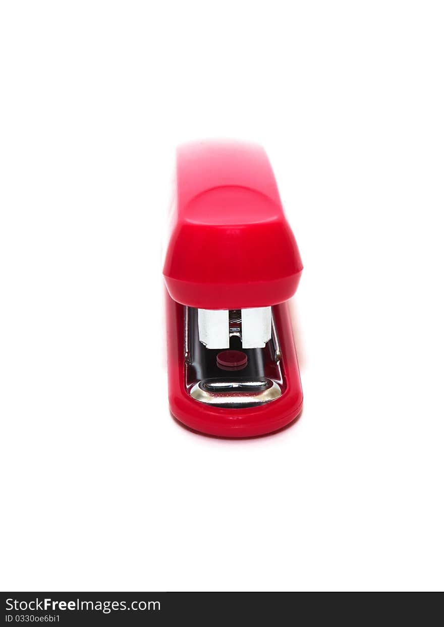 Photo of the Red stapler on white background