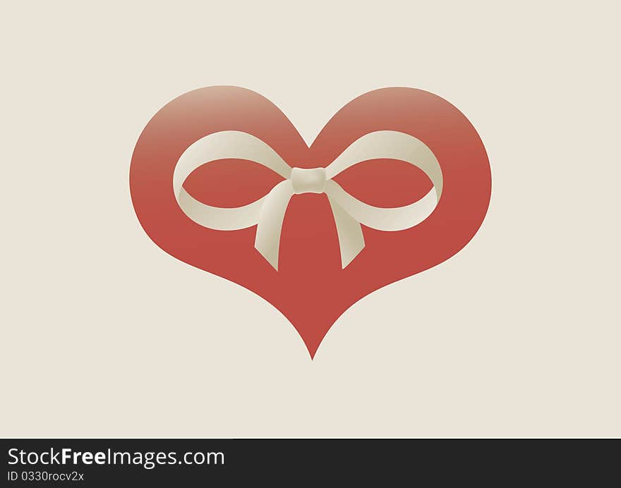 Heart with bow in the form of an infinity symbol cute valentine card. Heart with bow in the form of an infinity symbol cute valentine card.