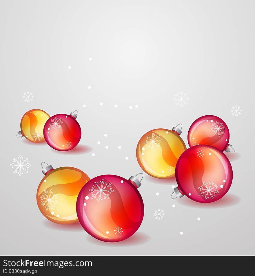 Christmas glass balls lie on grey background. Christmas glass balls lie on grey background