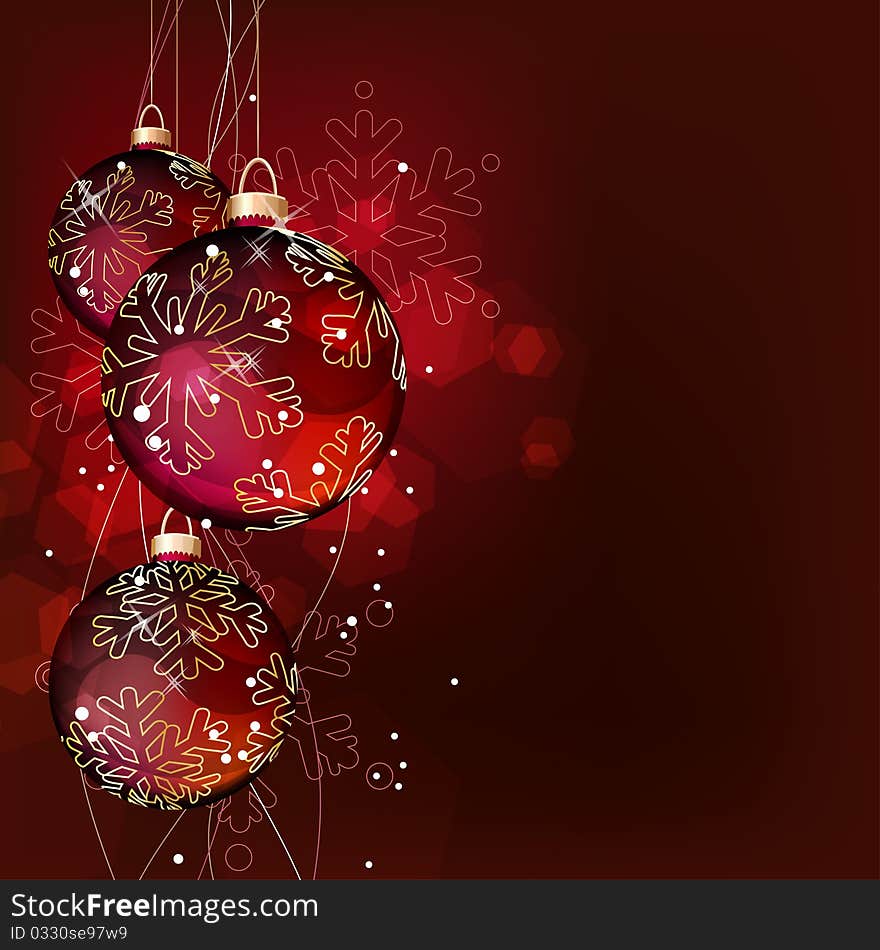 Christmas background with hanging balls