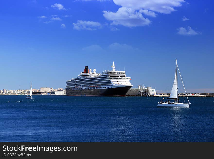 Luxury cruise tied up in Alicante