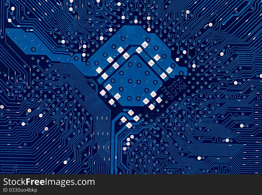 Computer circuit board in blue