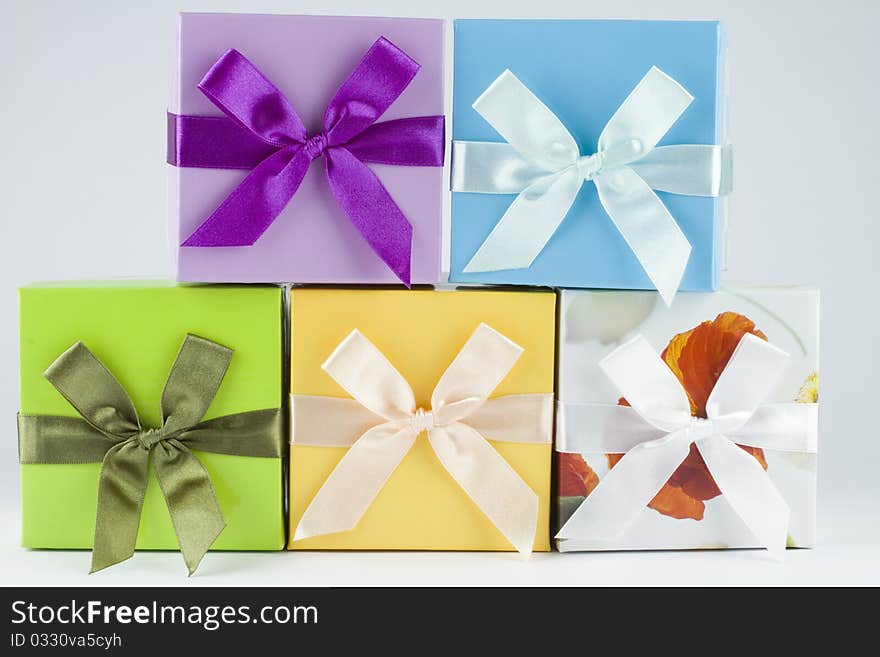 Decorated voucher boxes to give as presents. Decorated voucher boxes to give as presents