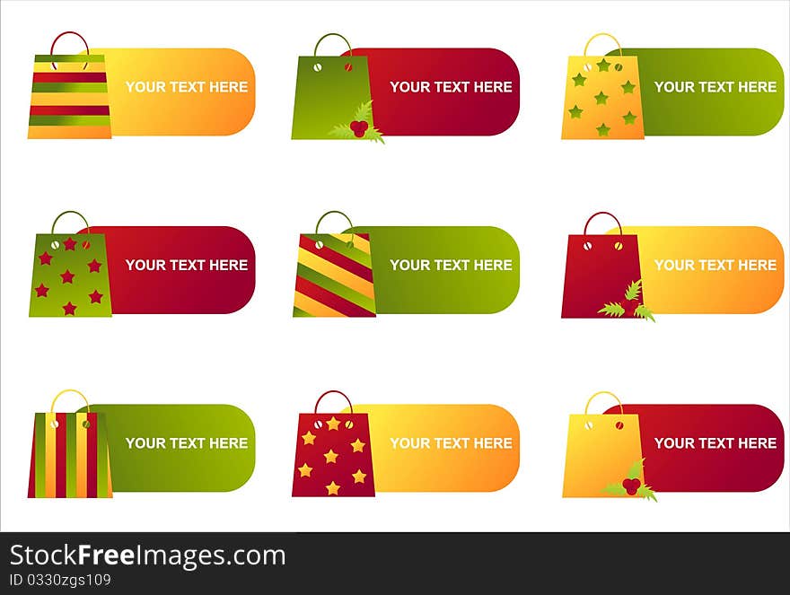 Set of 9 christmas bags banners