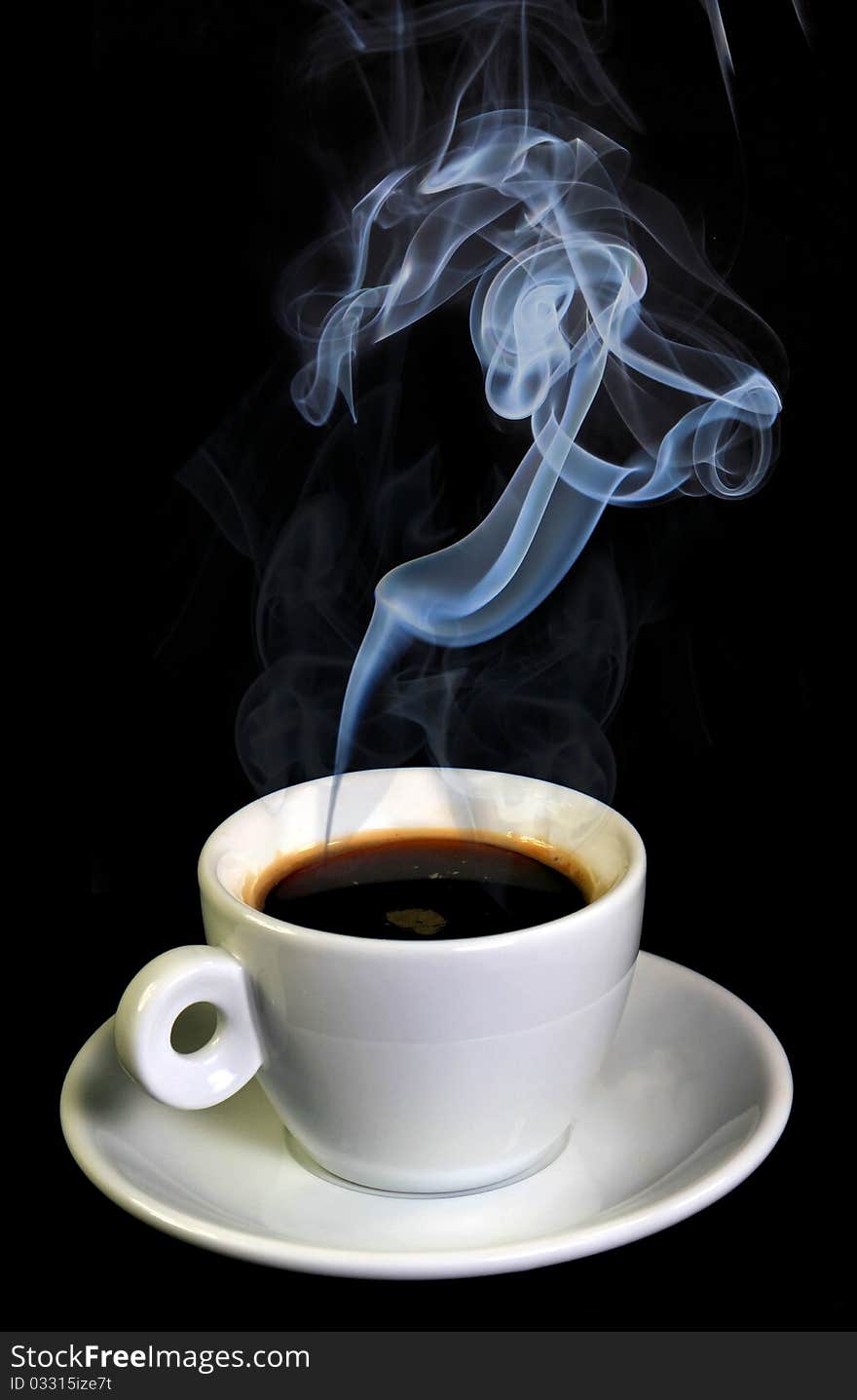 Studio photo of coffee cup with steam