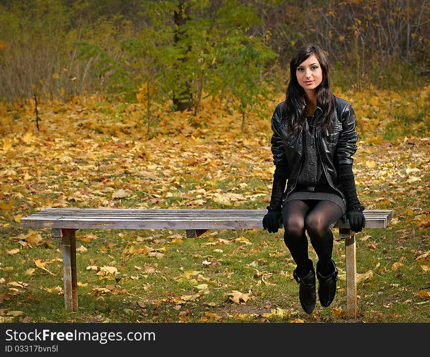 Pretty girl alone in the park. Pretty girl alone in the park