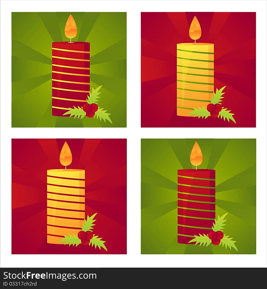 Set of 4 christmas candle backgrounds. Set of 4 christmas candle backgrounds