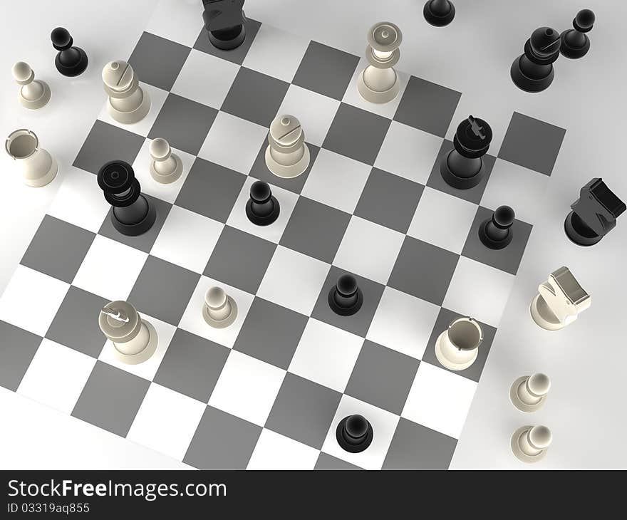 A played out set of chess