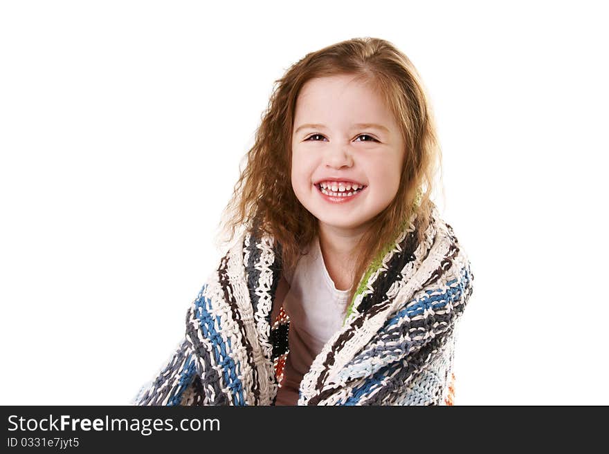 Portrait of happy joyful little girl isolated on white background. Portrait of happy joyful little girl isolated on white background