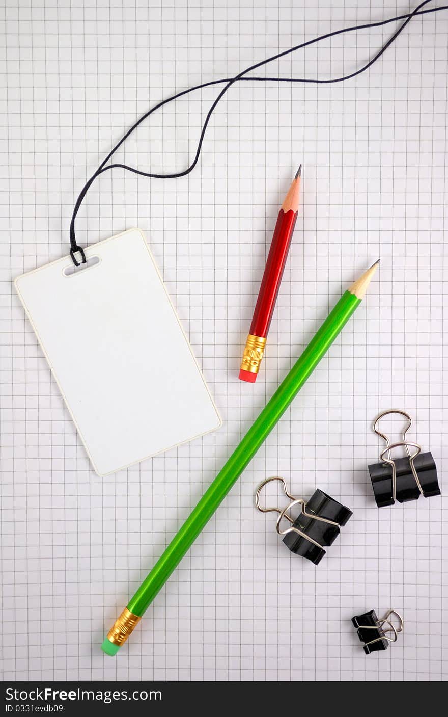 Office supplies on a sheet of paper