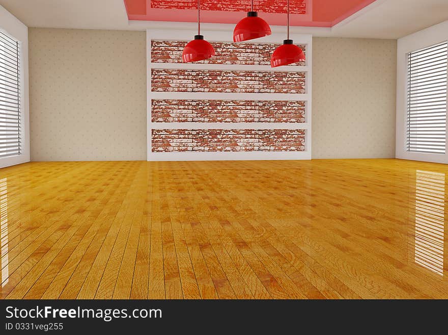 Empty Red Interior Room