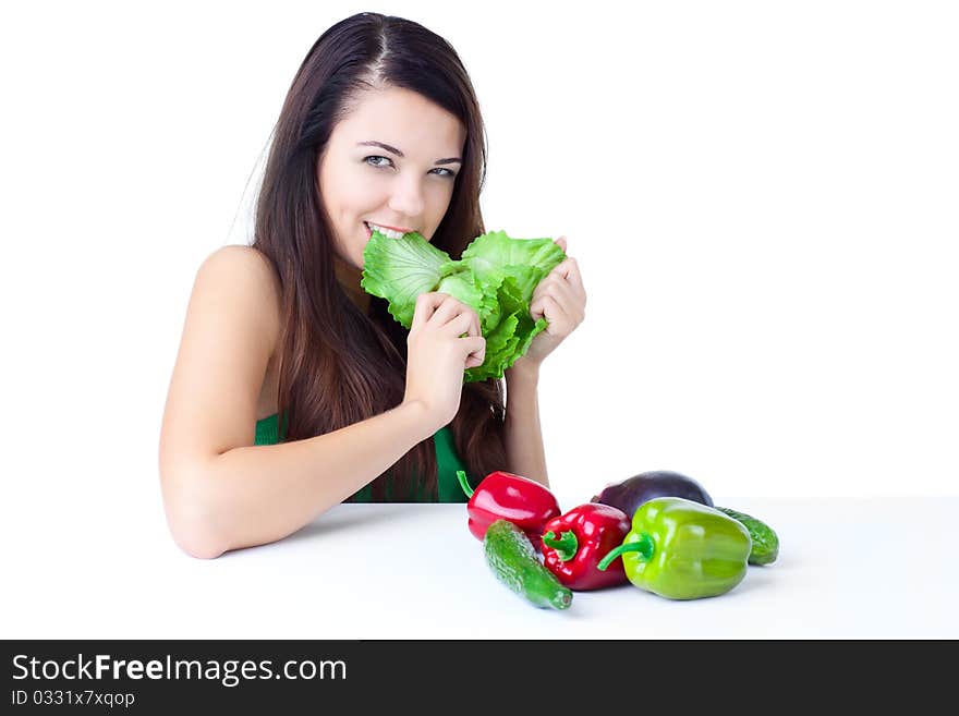 Young girl with  vegetables