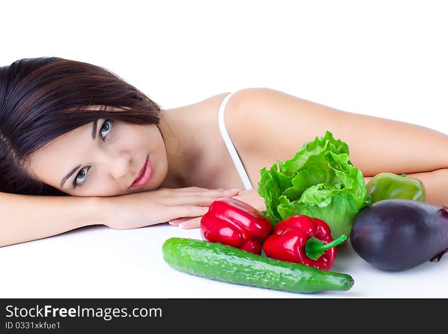 Young girl with  vegetables